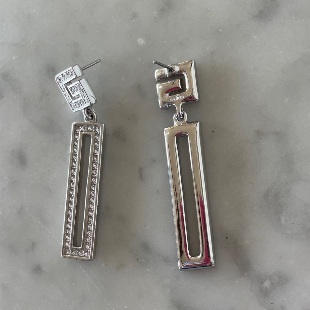 GIVENCHY G Logo Susan Caplan Silver Crystal Drop Post Statement Earrings - Picture 6 of 17